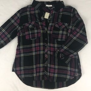 NEW Maurices Colorful Plaid Flannel Shirt